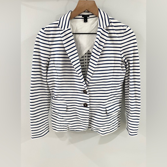 J. Crew Striped Knit Blazer Blue & White Size XS - Picture 5 of 7